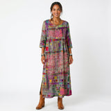 Vestido midi Amália artístico e fluido