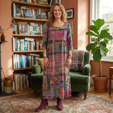 Vestido midi Amália artístico e fluido