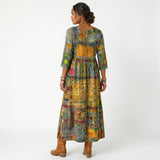 Vestido midi Amália artístico e fluido