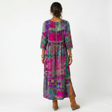 Vestido midi Amália artístico e fluido