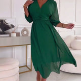 Luisa - Vestido midi colorido com decote em V