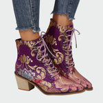 Botins de couro com flores feminino