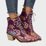 Botins de couro com flores feminino