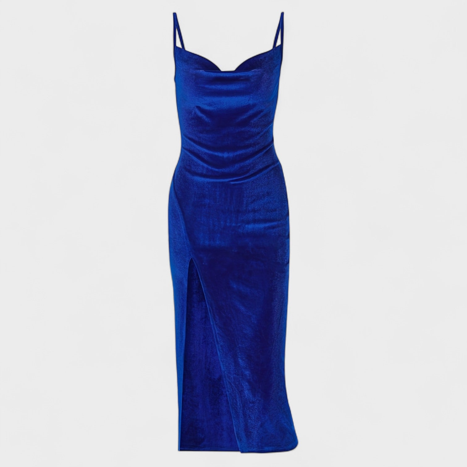 Vestido de veludo com fenda feminino