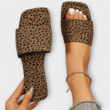 Mocassins rasos com estampado de leopardo feminino