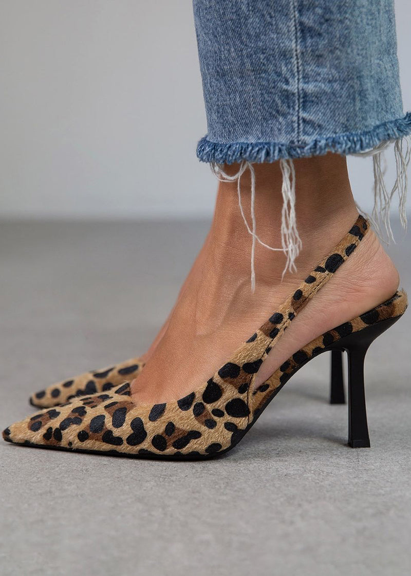 Liorina - Escarpins cáqui com estampado de leopardo e biqueira pontiaguda feminino