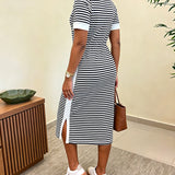 Lívia | Vestido Midi de Inspiração Náutica