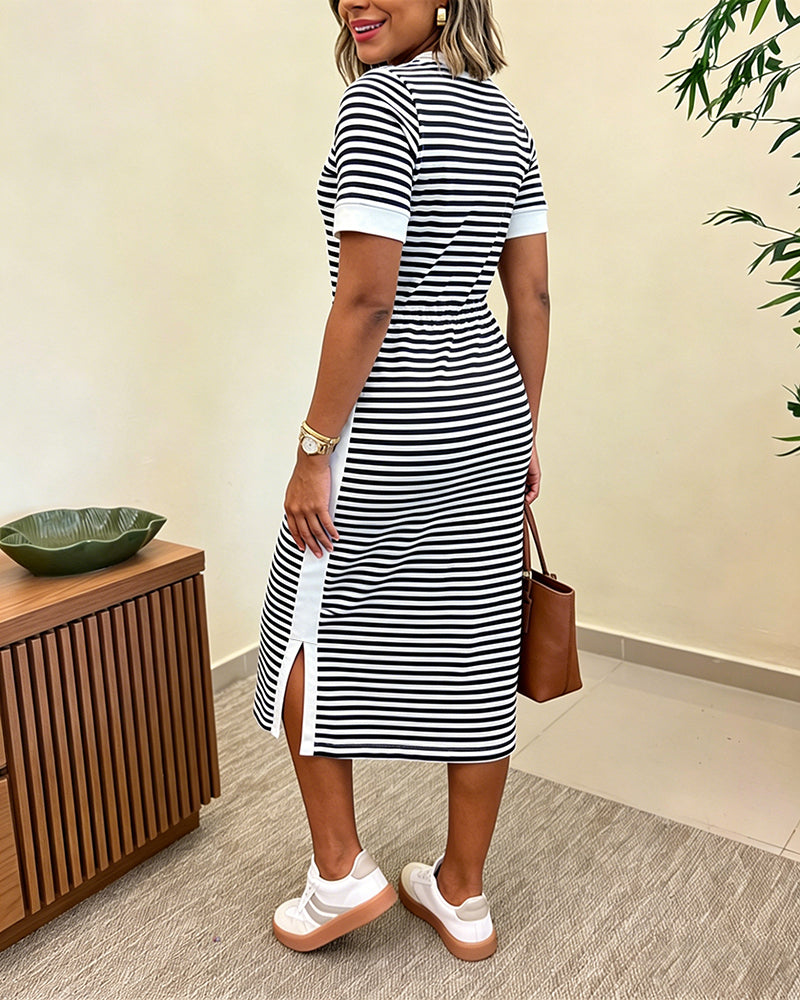 Lívia | Vestido Midi de Inspiração Náutica