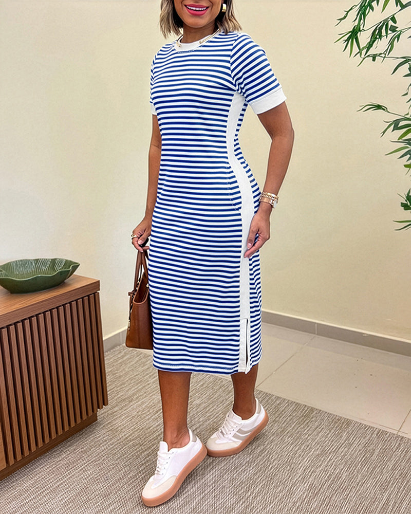 Lívia | Vestido Midi de Inspiração Náutica