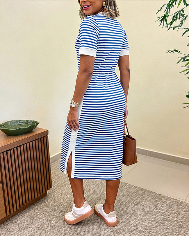 Lívia | Vestido Midi de Inspiração Náutica