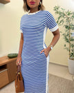Lívia | Vestido Midi de Inspiração Náutica