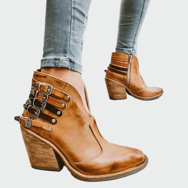 Botins de couro retro feminino