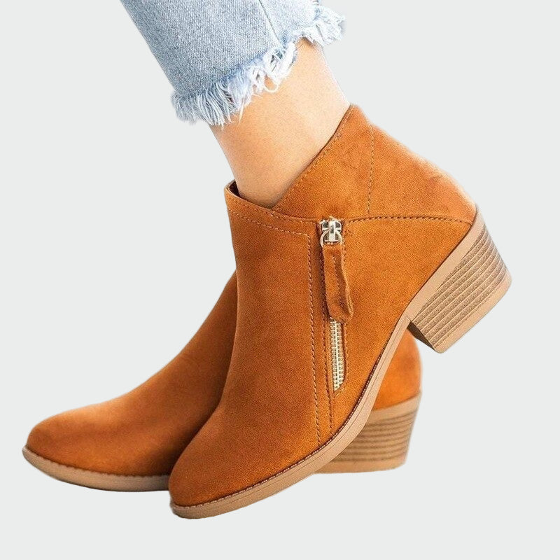 Botas de couro ortopédicas premium com salto para o inverno feminino