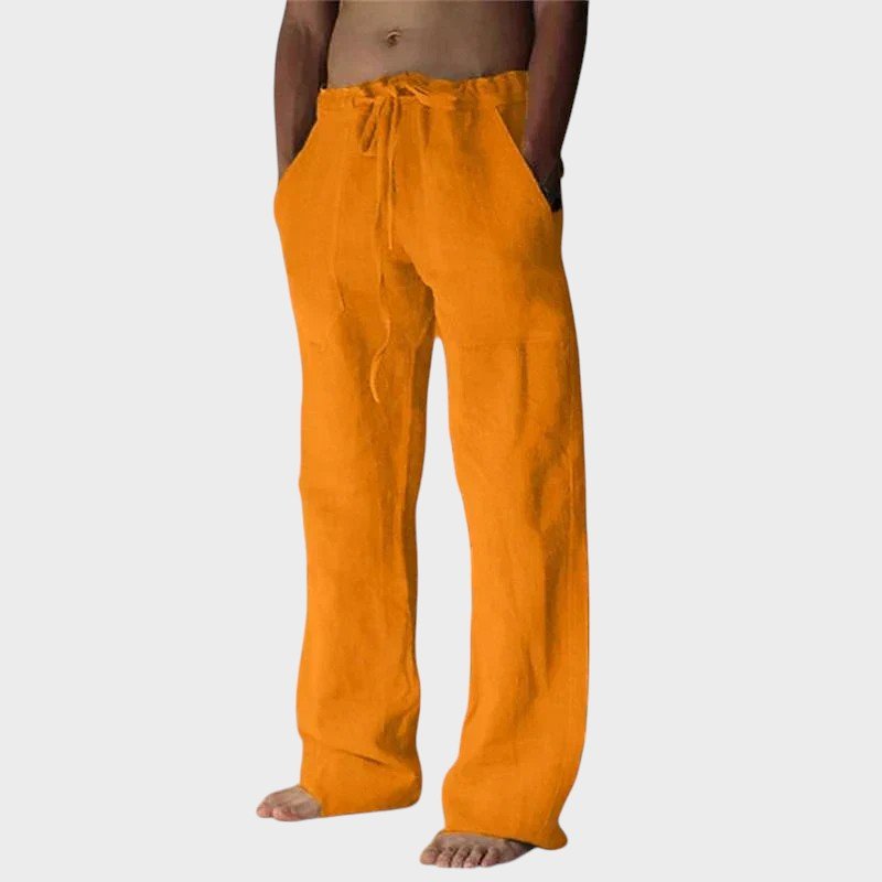 Calças descontraídas com fecho de velcro masculino