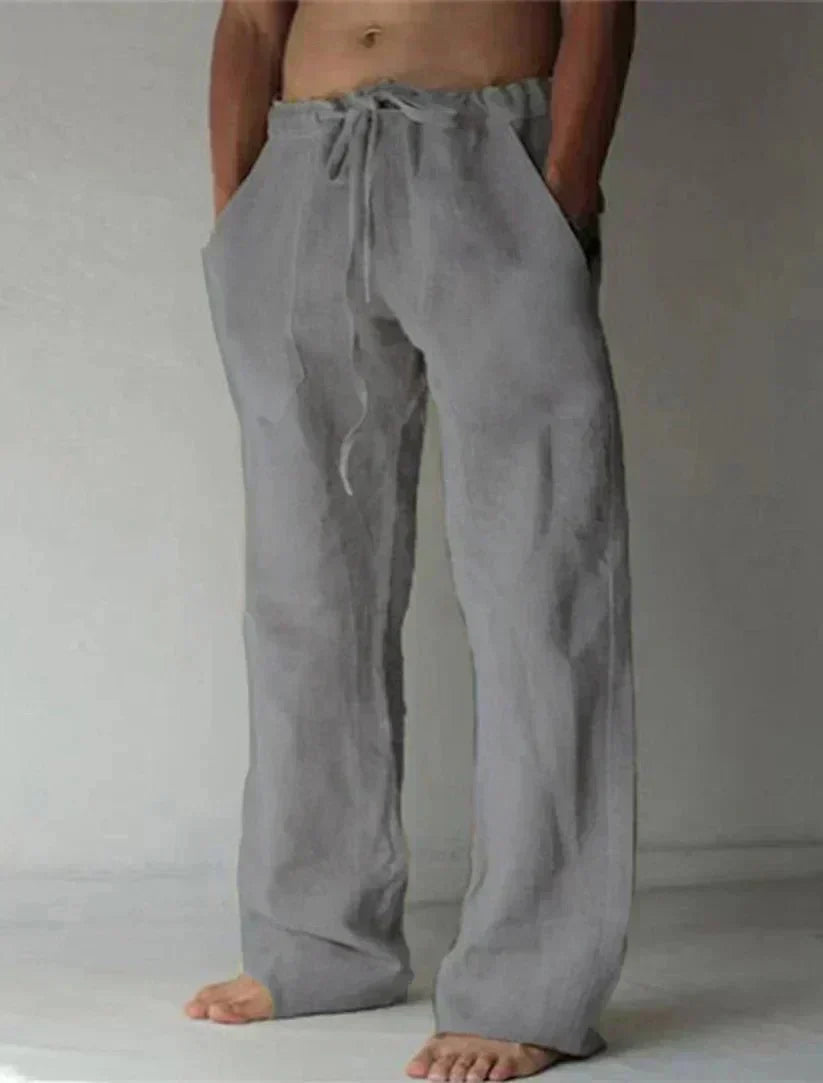 Calças descontraídas com fecho de velcro masculino