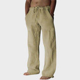 Calças descontraídas com fecho de velcro masculino