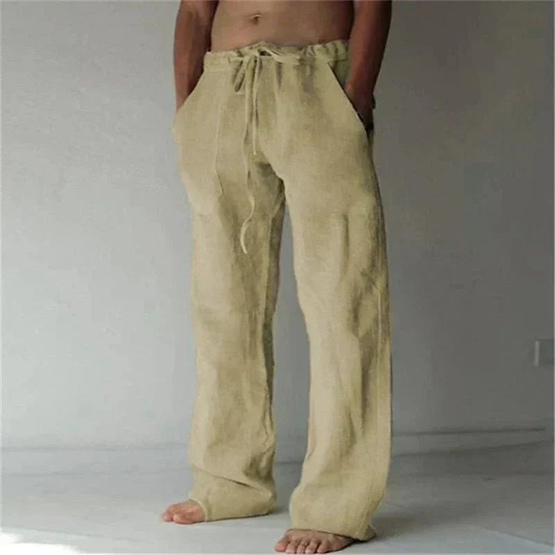 Calças descontraídas com fecho de velcro masculino