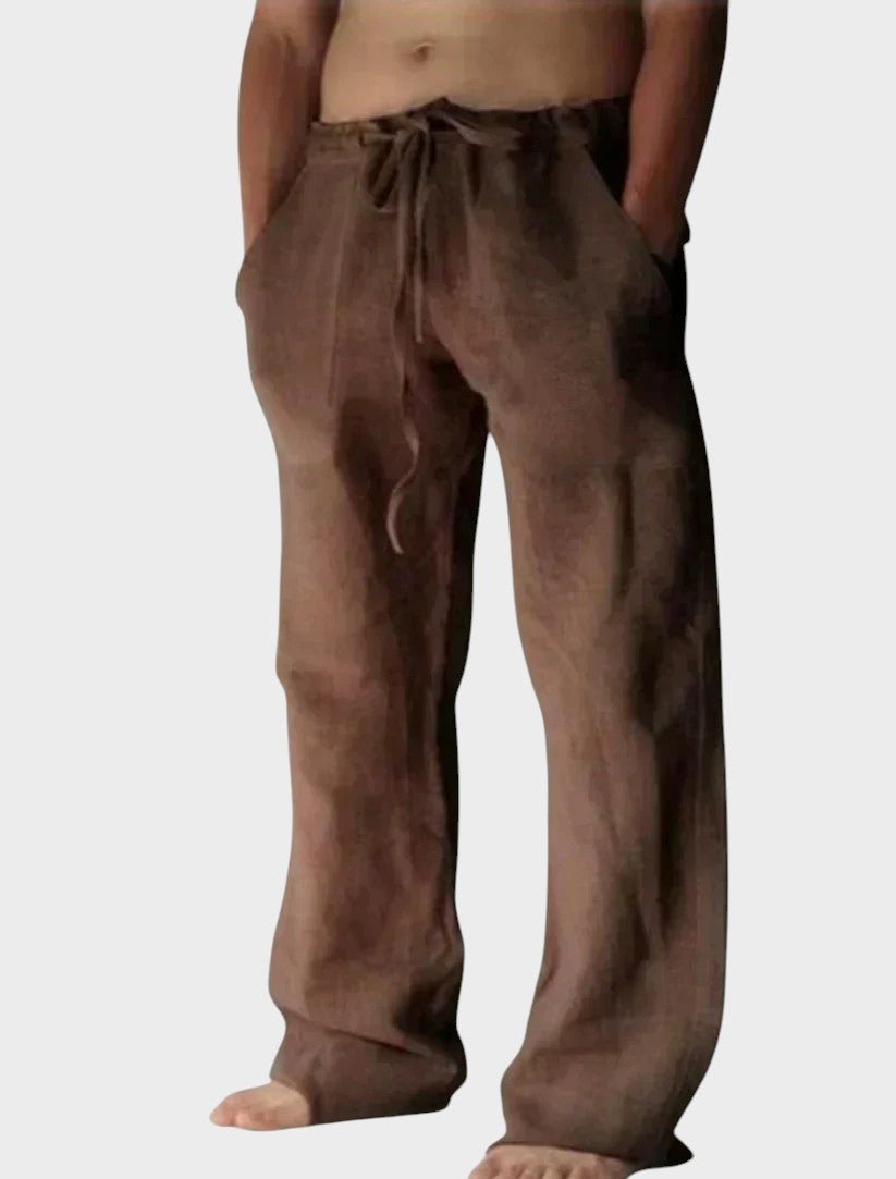 Calças descontraídas com fecho de velcro masculino