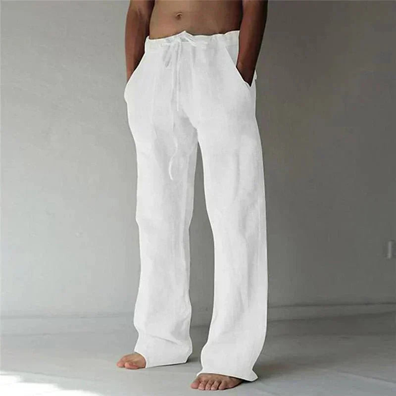 Calças descontraídas com fecho de velcro masculino