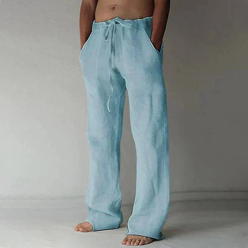 Calças descontraídas com fecho de velcro masculino