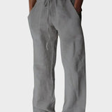 Calças descontraídas com fecho de velcro masculino