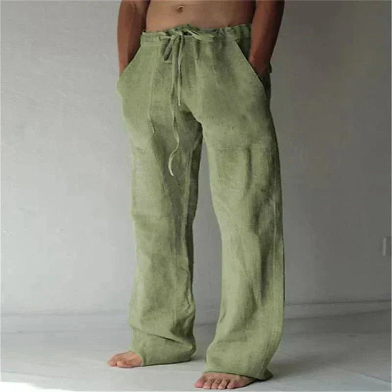 Calças descontraídas com fecho de velcro masculino