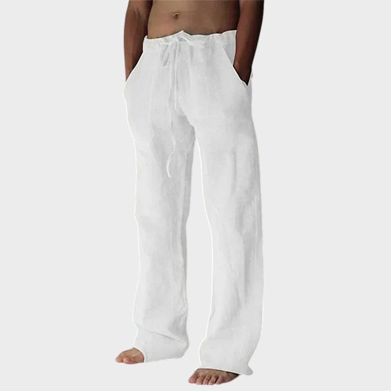 Calças descontraídas com fecho de velcro masculino