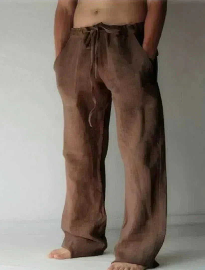 Calças descontraídas com fecho de velcro masculino