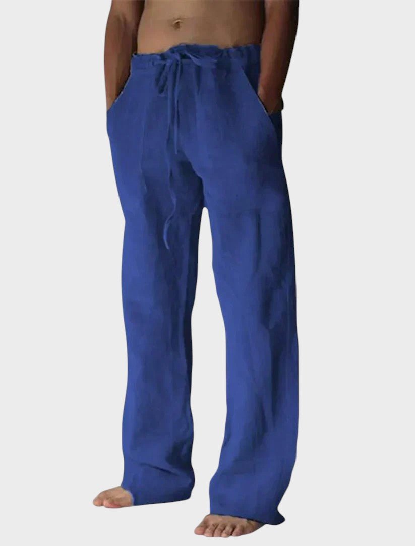 Calças descontraídas com fecho de velcro masculino
