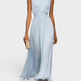 Vestido Maelle em chiffon com cintura drapeada e elegância fluida