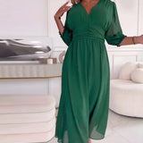 Luisa - Vestido midi colorido com decote em V