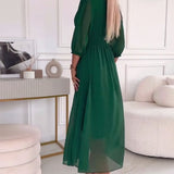 Luisa - Vestido midi colorido com decote em V
