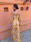Vestido Mirella – Elegância Fluida com Ombros Descobertos