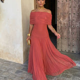Inês | Vestido Maxi de Ombro Descoberto