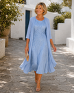 Madalena | Vestido Longo Elegante com Casaco Fluido