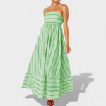 Vestido comprido às riscas feminino