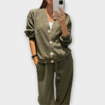 Conjunto de casaco e calças feminino