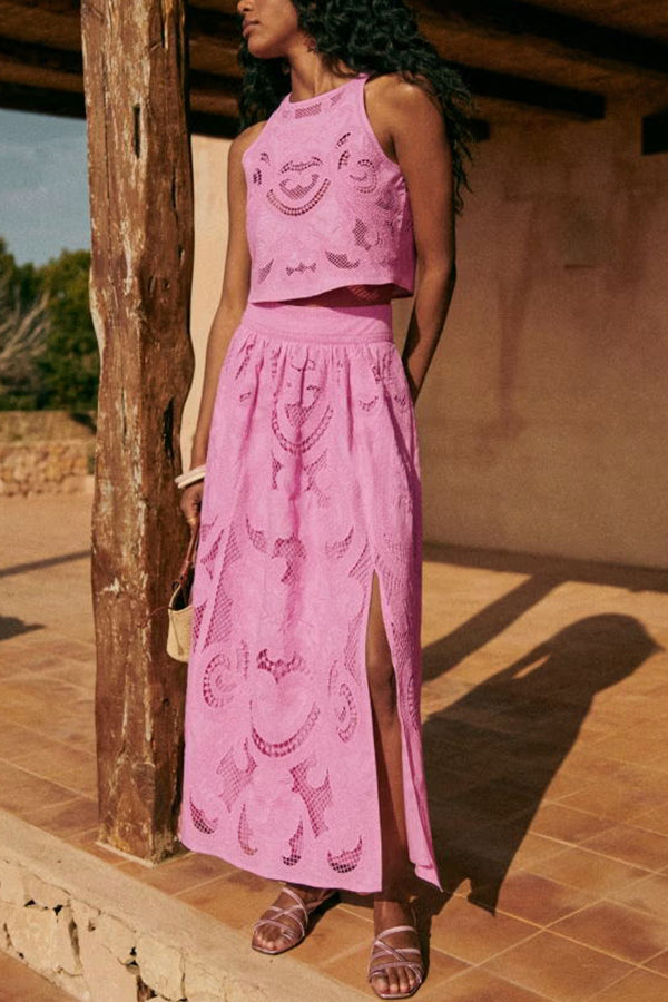 Conjunto Rosa em Renda feminino