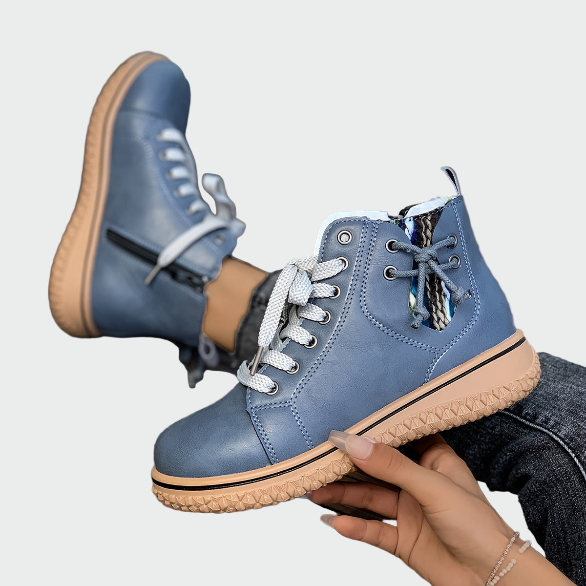 Botas de couro ortopédicas de cano baixo feminino