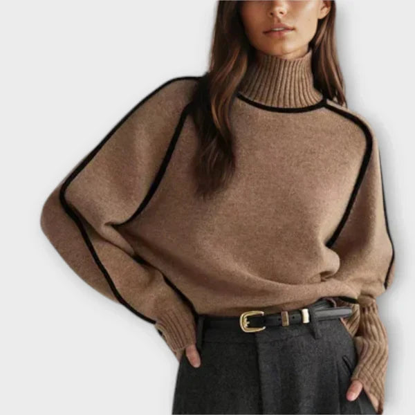 Emília - Suéter com decote alto elegante feminino