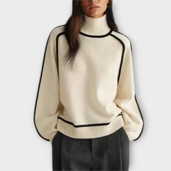 Emília - Suéter com decote alto elegante feminino