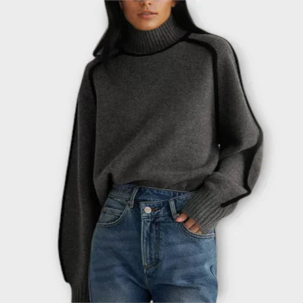 Emília - Suéter com decote alto elegante feminino
