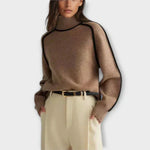 Emília - Suéter com decote alto elegante feminino
