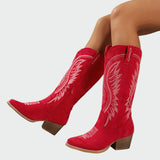 Botas ocidentais bordadas e elegantes feminino