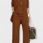 Conjunto casual de três peças feminino