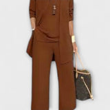 Conjunto casual de três peças feminino