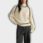 Emília - Suéter com decote alto elegante feminino