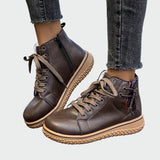 Botas de couro ortopédicas de cano baixo feminino