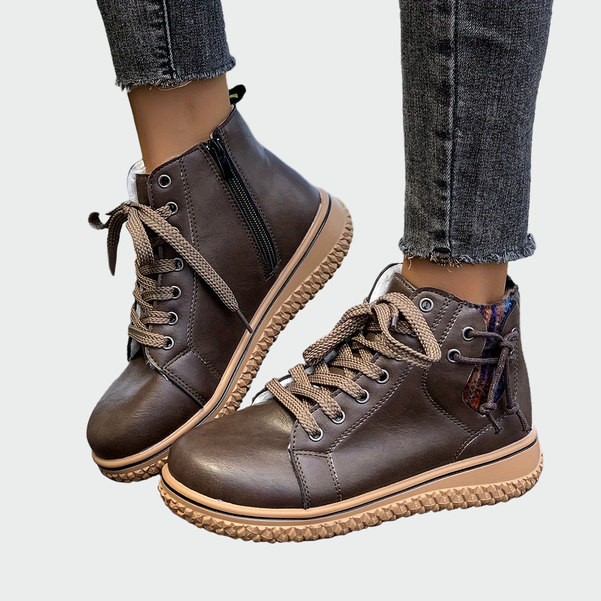 Botas de couro ortopédicas de cano baixo feminino