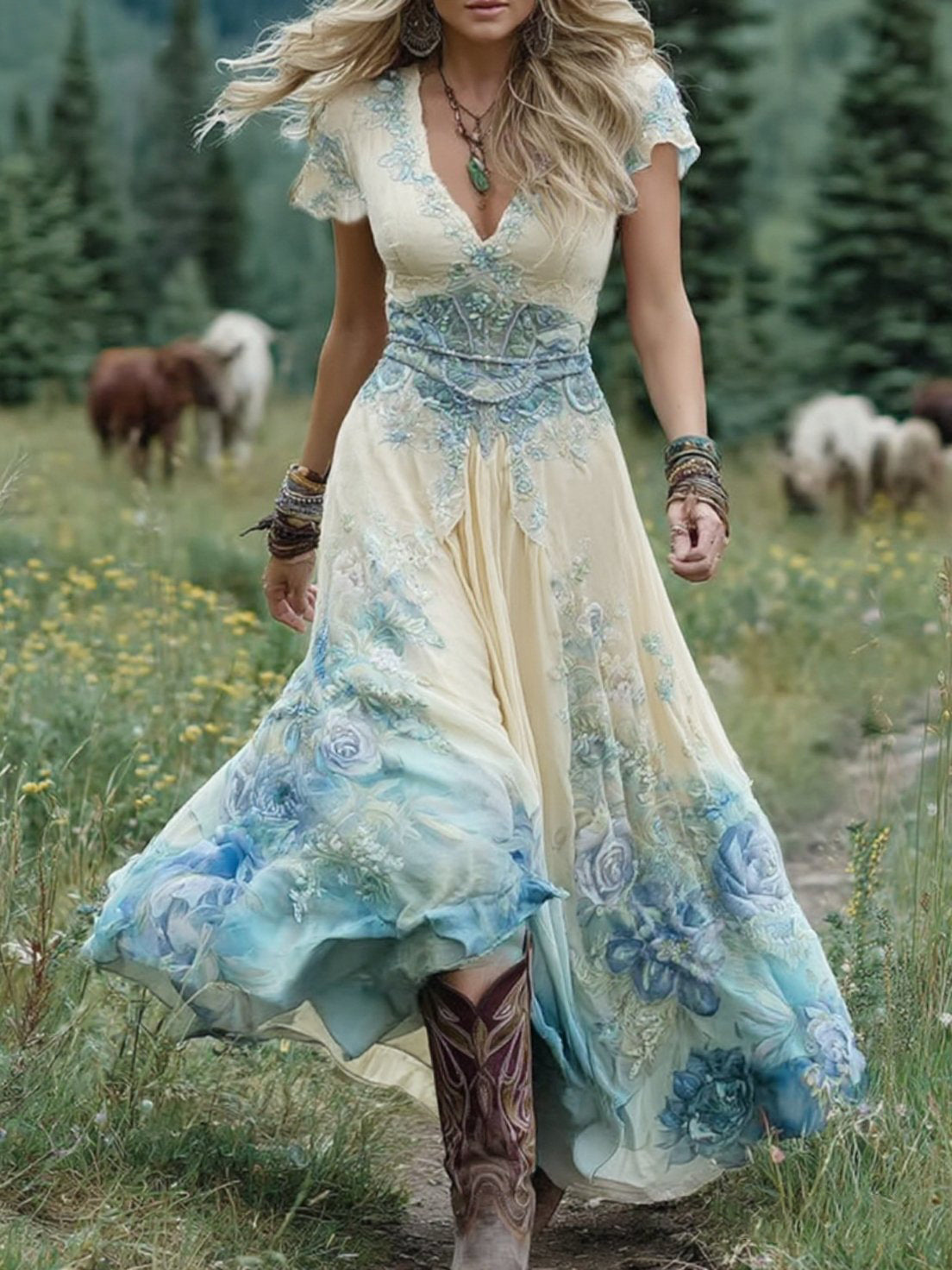 Vestido Maxi Curto Floral feminino